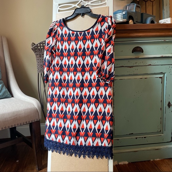 Geometric Pattern Girls Dress 🐝 - Picture 2 of 7